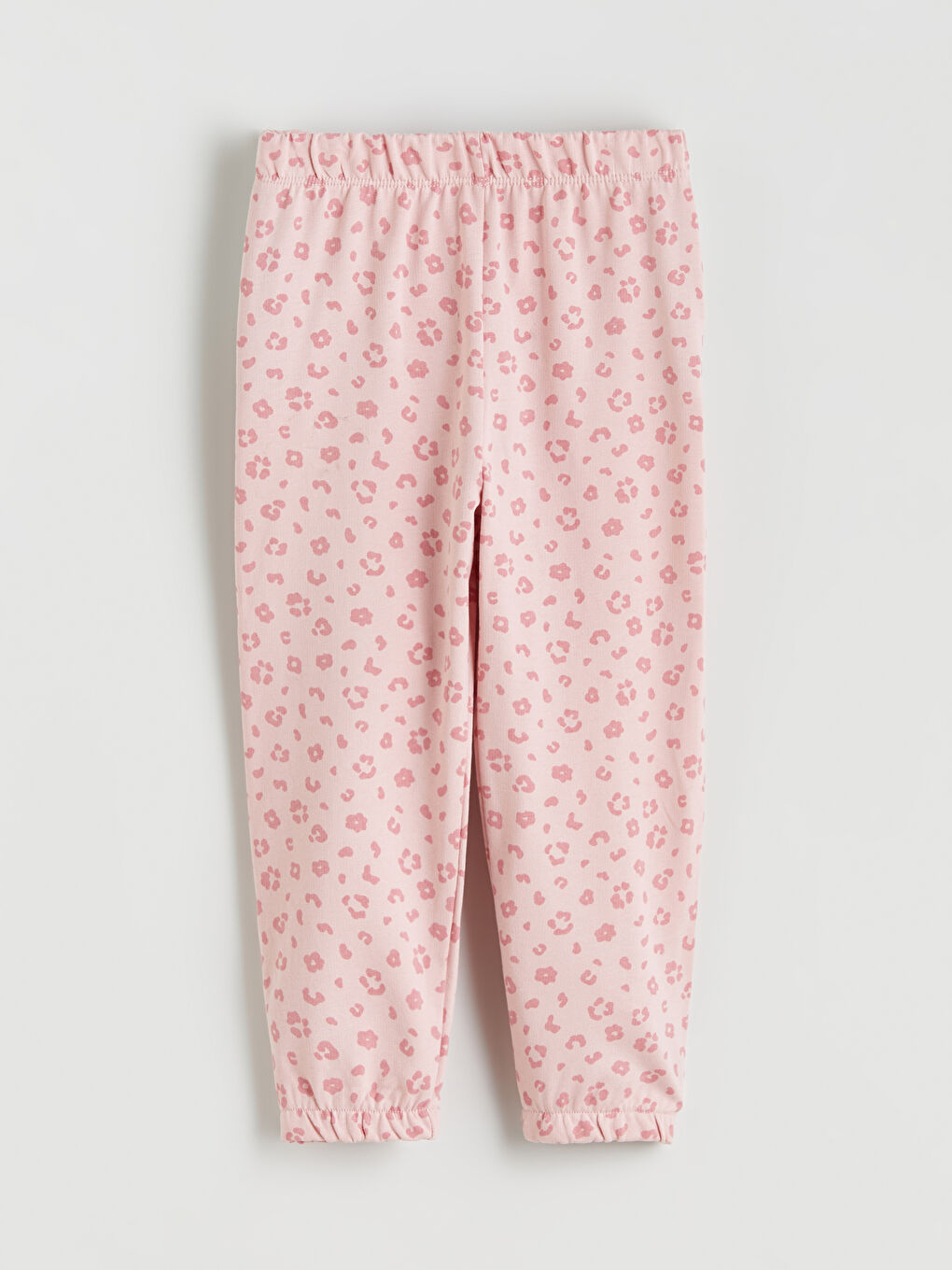 Pembe Beli Lastikli Desenli Kız Çocuk Eşofman Altı