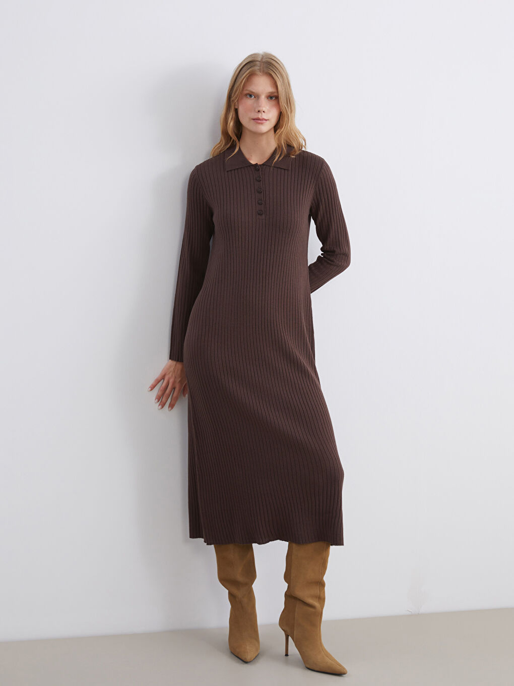 Polo Neck Knitwear Dress-1