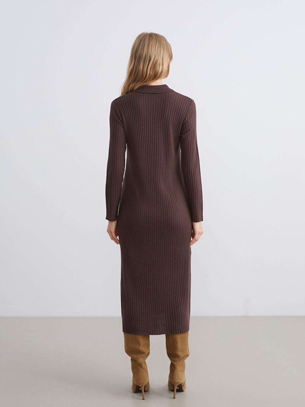 Polo Neck Knitwear Dress-3