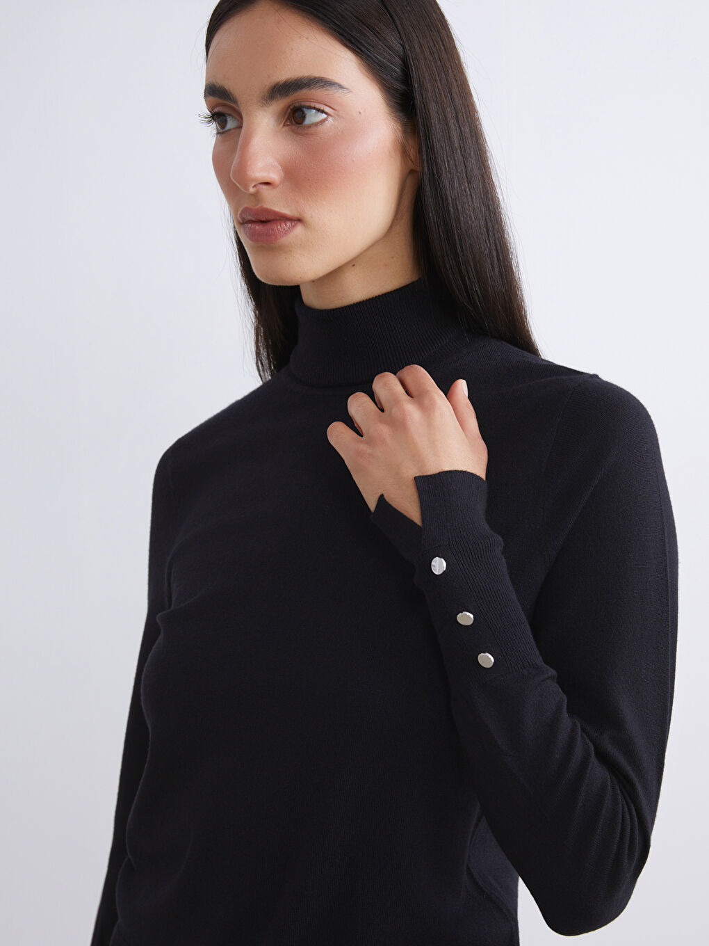 Әйелдерге арналған биік жағалы трикотаж жемпір