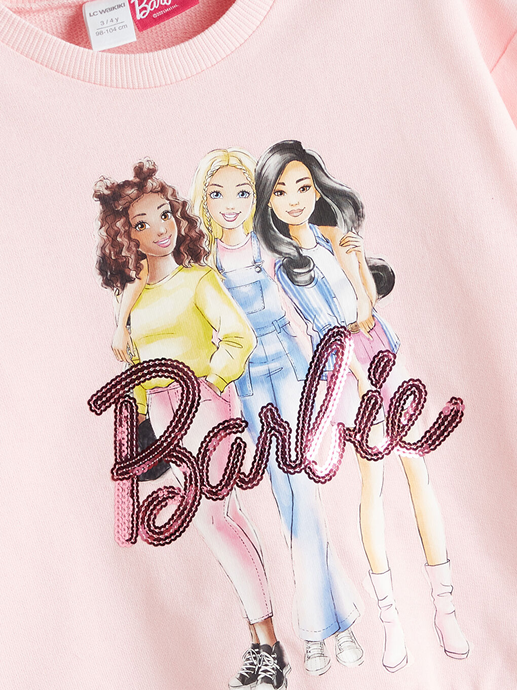 Pembe Kız Çocuk Barbie Baskılı Sweatshirt-1