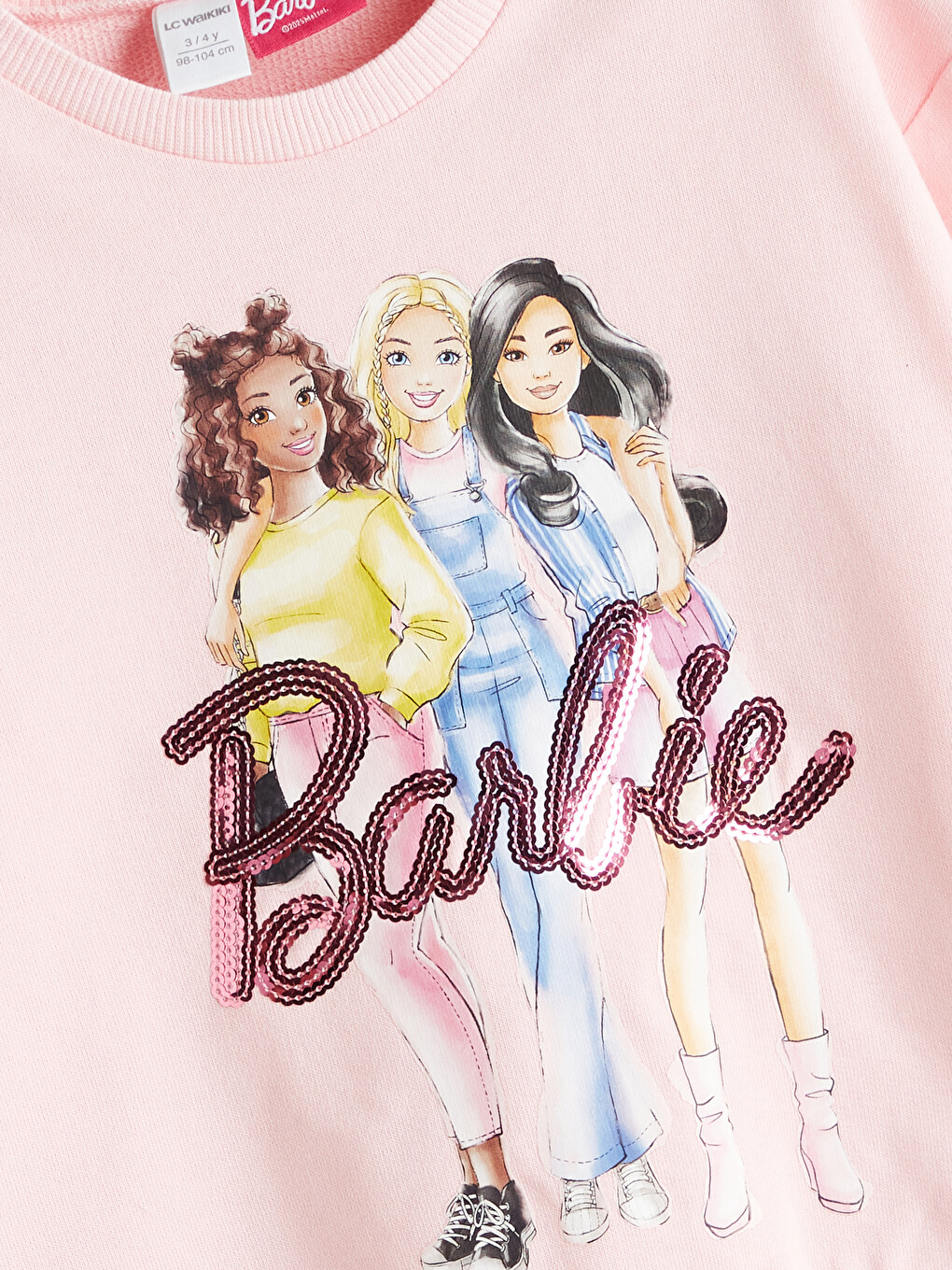 Pembe Kız Çocuk Barbie Baskılı Sweatshirt-2