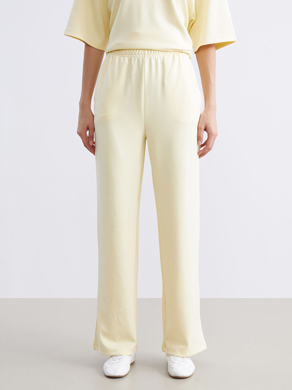 Sarı Beli Lastikli Kadın Eşofman Altı-1