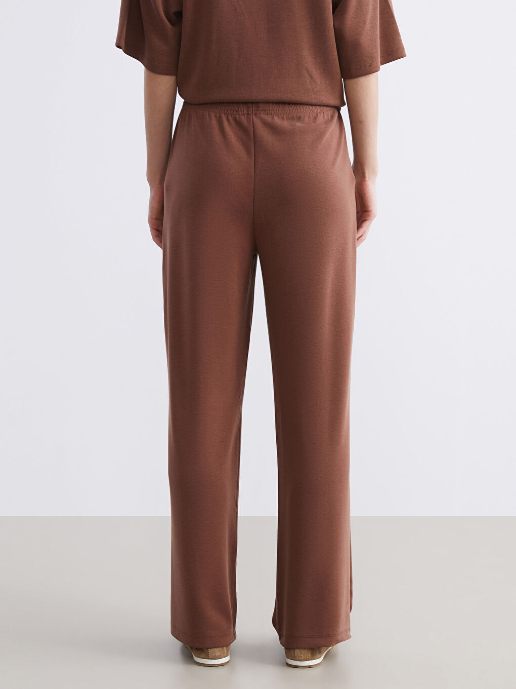 Kahverengi Beli Lastikli Kadın Eşofman Altı-3