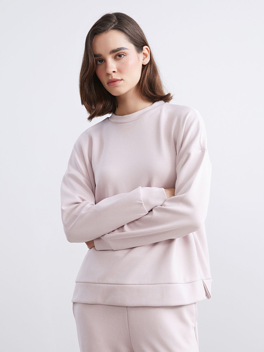 Lila Modal Karışımlı Oversize Kadın Sweatshirt