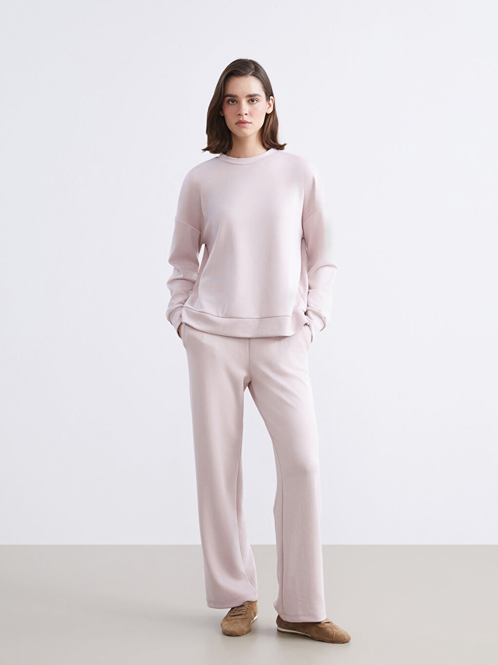 Lila Modal Karışımlı Oversize Kadın Sweatshirt-1