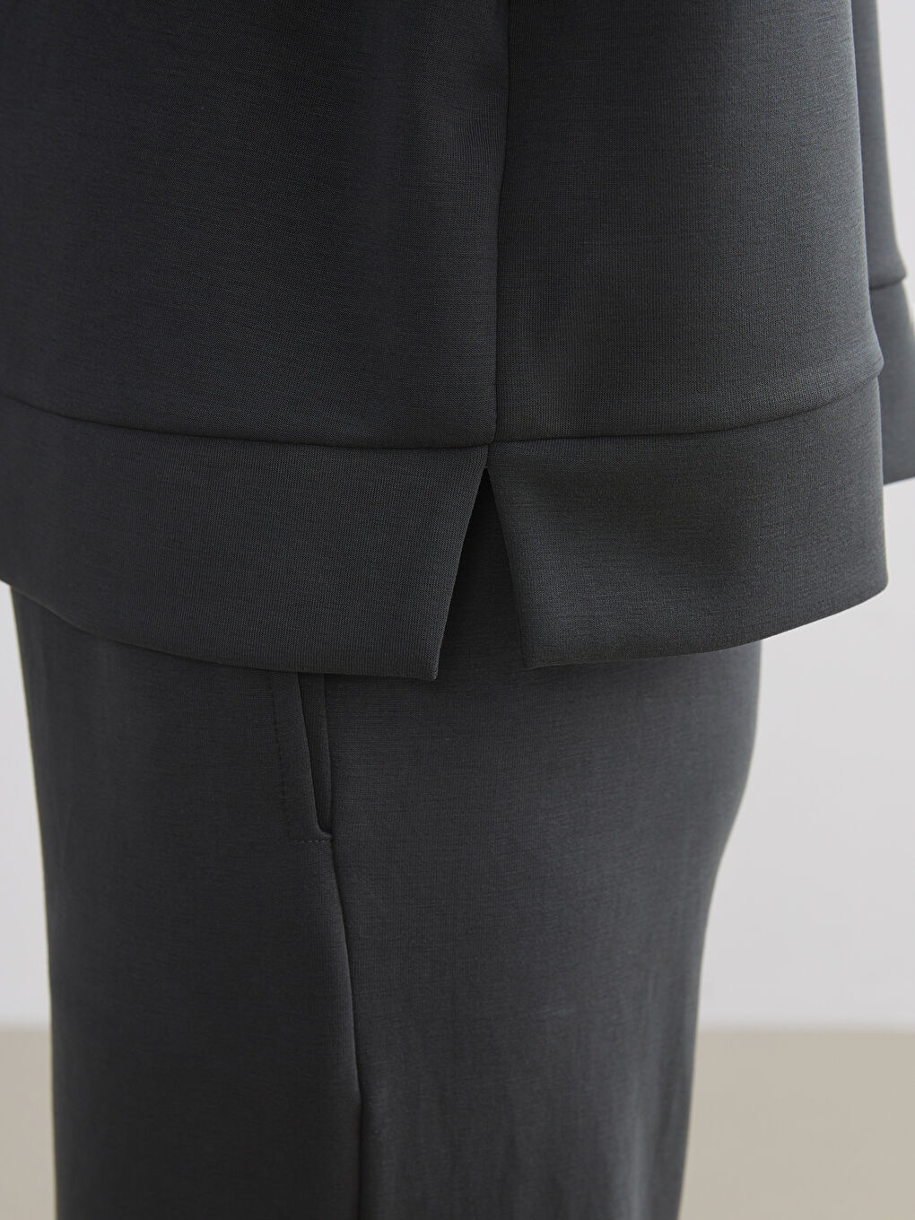 Antrasit Modal Karışımlı Oversize Kadın Sweatshirt-2