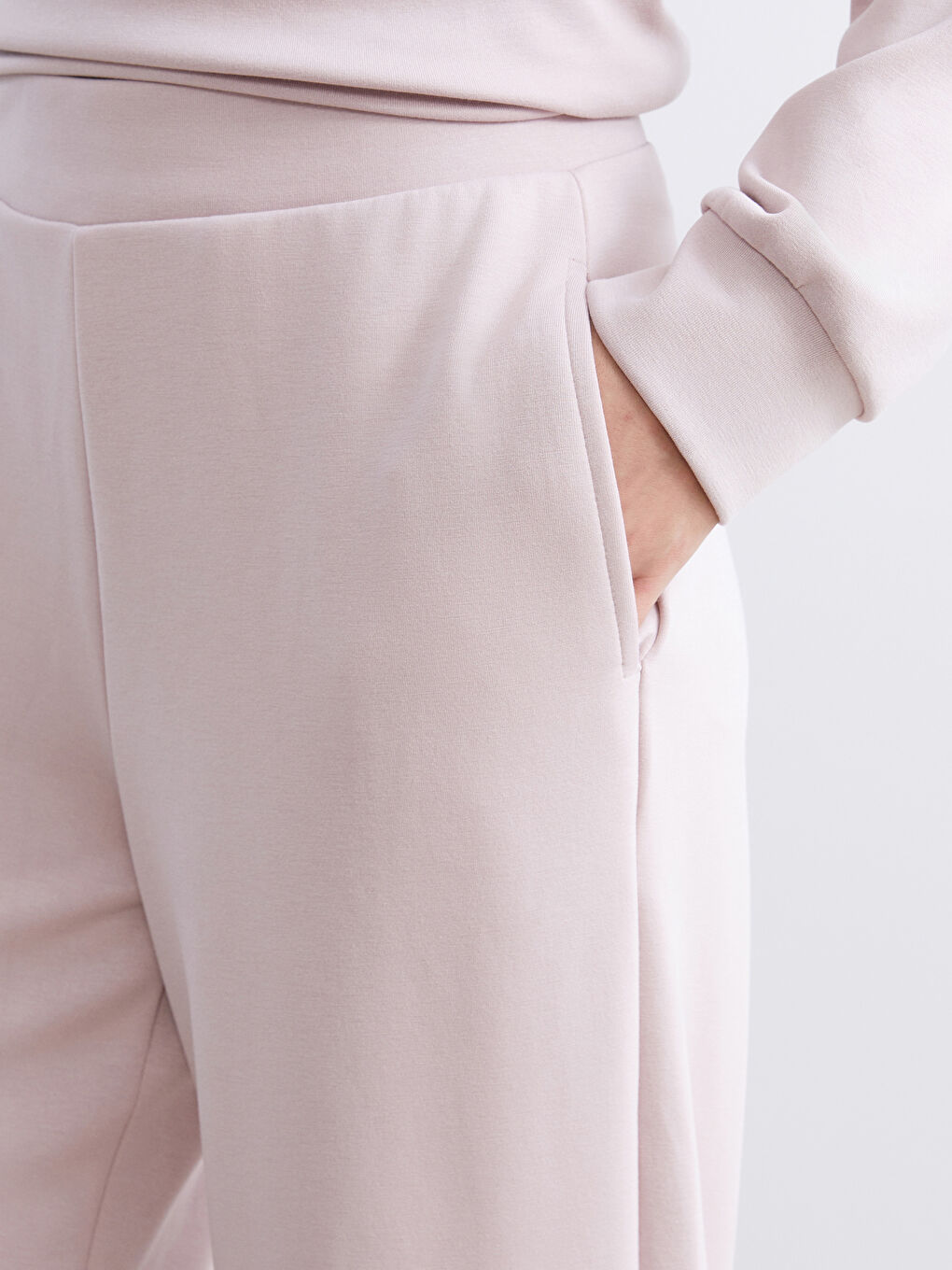 Lila Beli Lastikli Modal Karışımlı Kadın Eşofman Altı-5