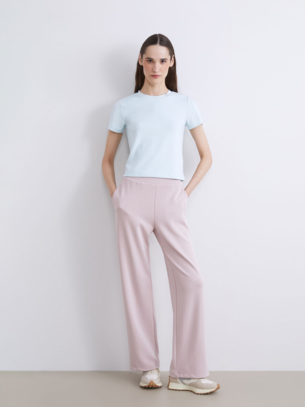 Lila Beli Lastikli Modal Karışımlı Kadın Eşofman Altı-1