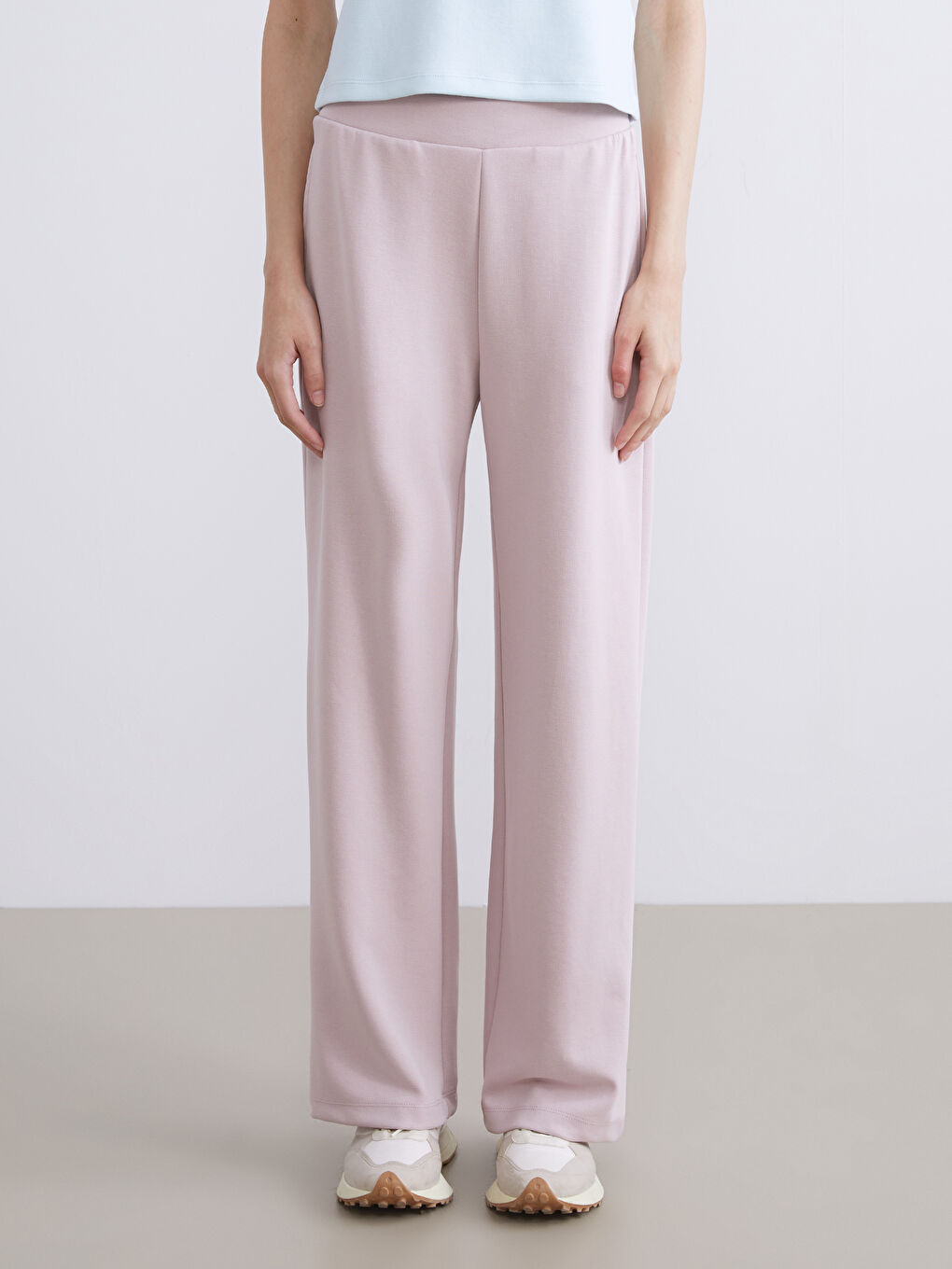 Lila Beli Lastikli Modal Karışımlı Kadın Eşofman Altı-2