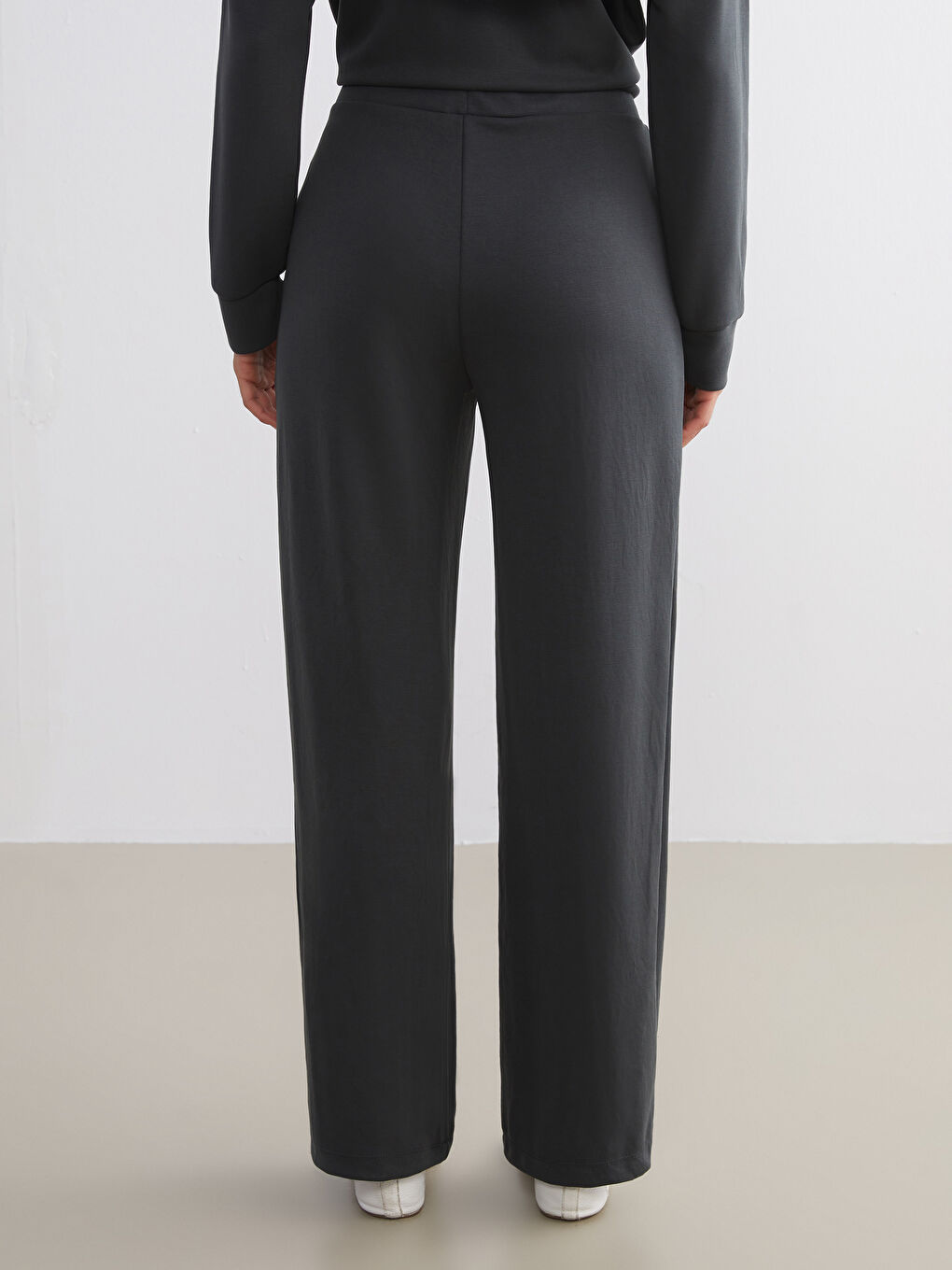 Antrasit Beli Lastikli Modal Karışımlı Kadın Eşofman Altı-3