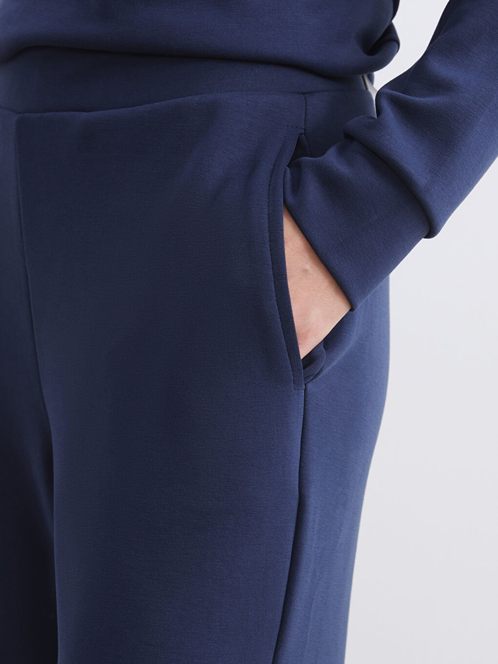 Lacivert Beli Lastikli Modal Karışımlı Kadın Eşofman Altı-2