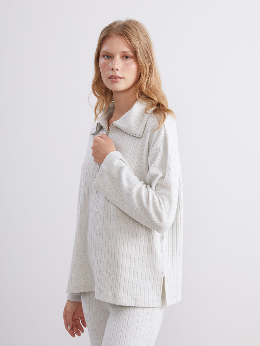 Polo Neck Oversize Women's Sweatshirt