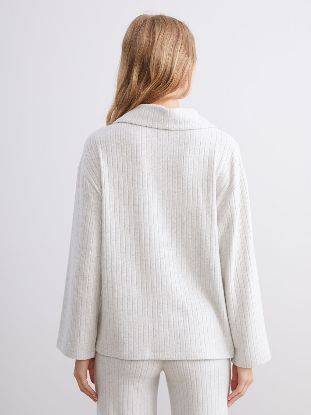 Polo Neck Oversize Women's Sweatshirt-3