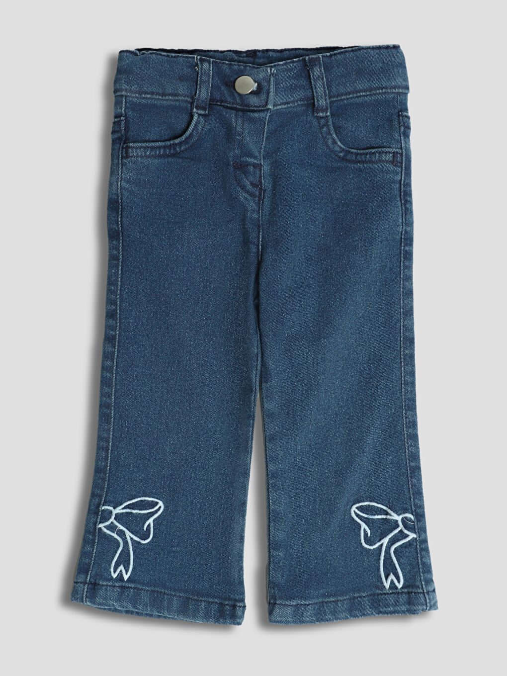 Elasticated Waist Embroidered Baby Girls' Jean Pants