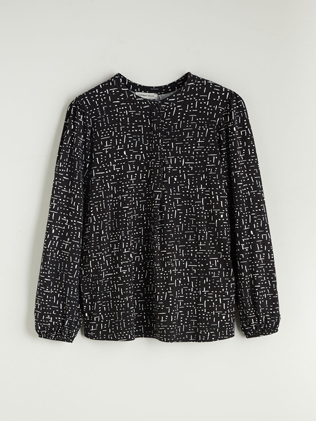 Crew Neck Patterned Blouse-6
