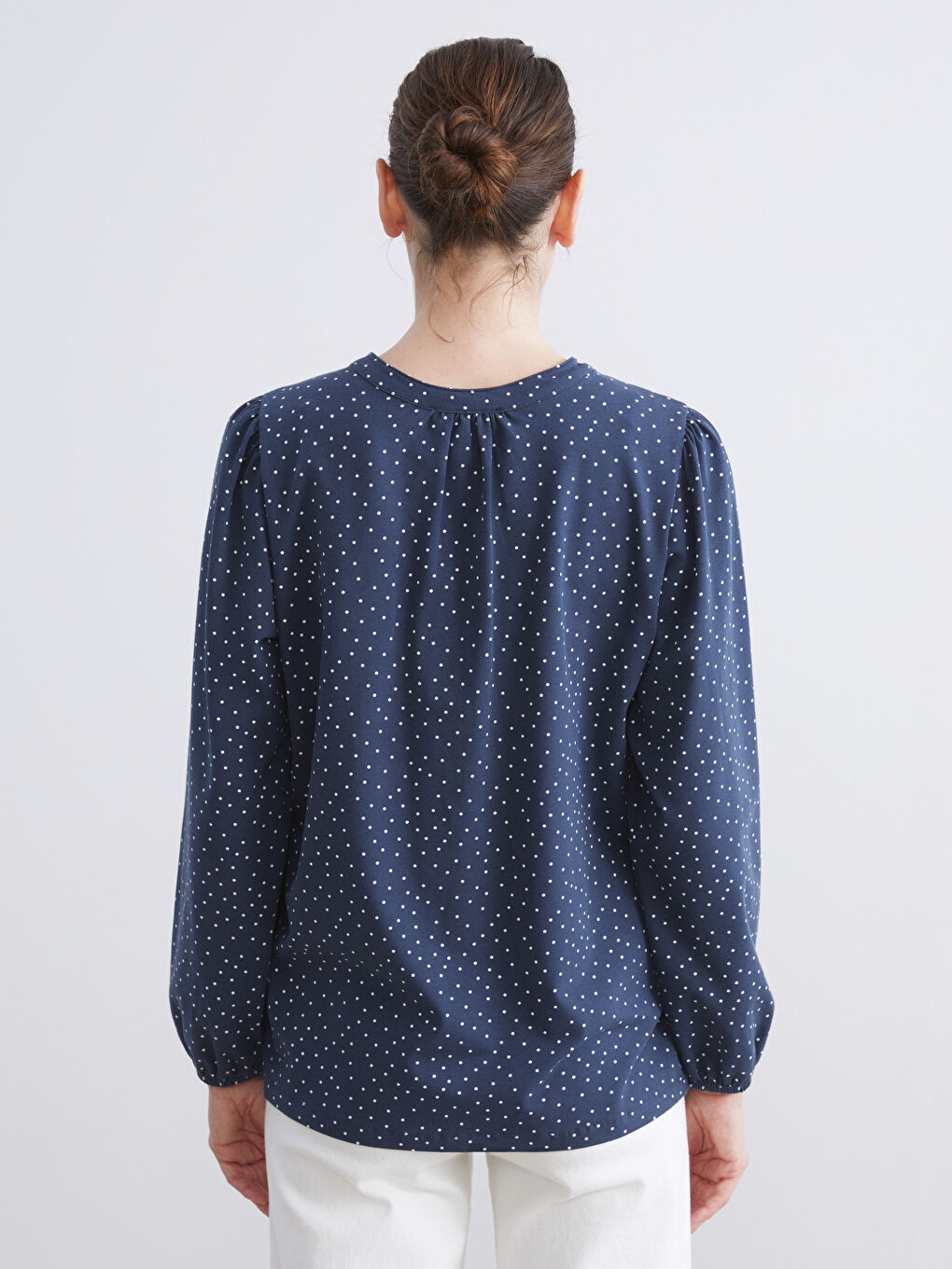 Crew Neck Polka Dot Blouse-4