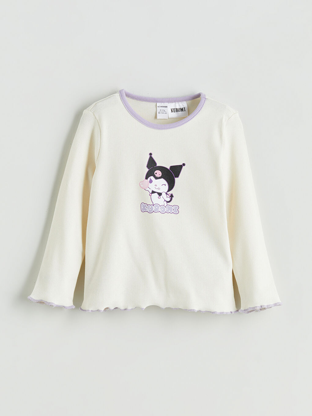 LCW Kids Crew Neck Kuromi Printed Girls' T-Shirt -W5I836Z1-FES