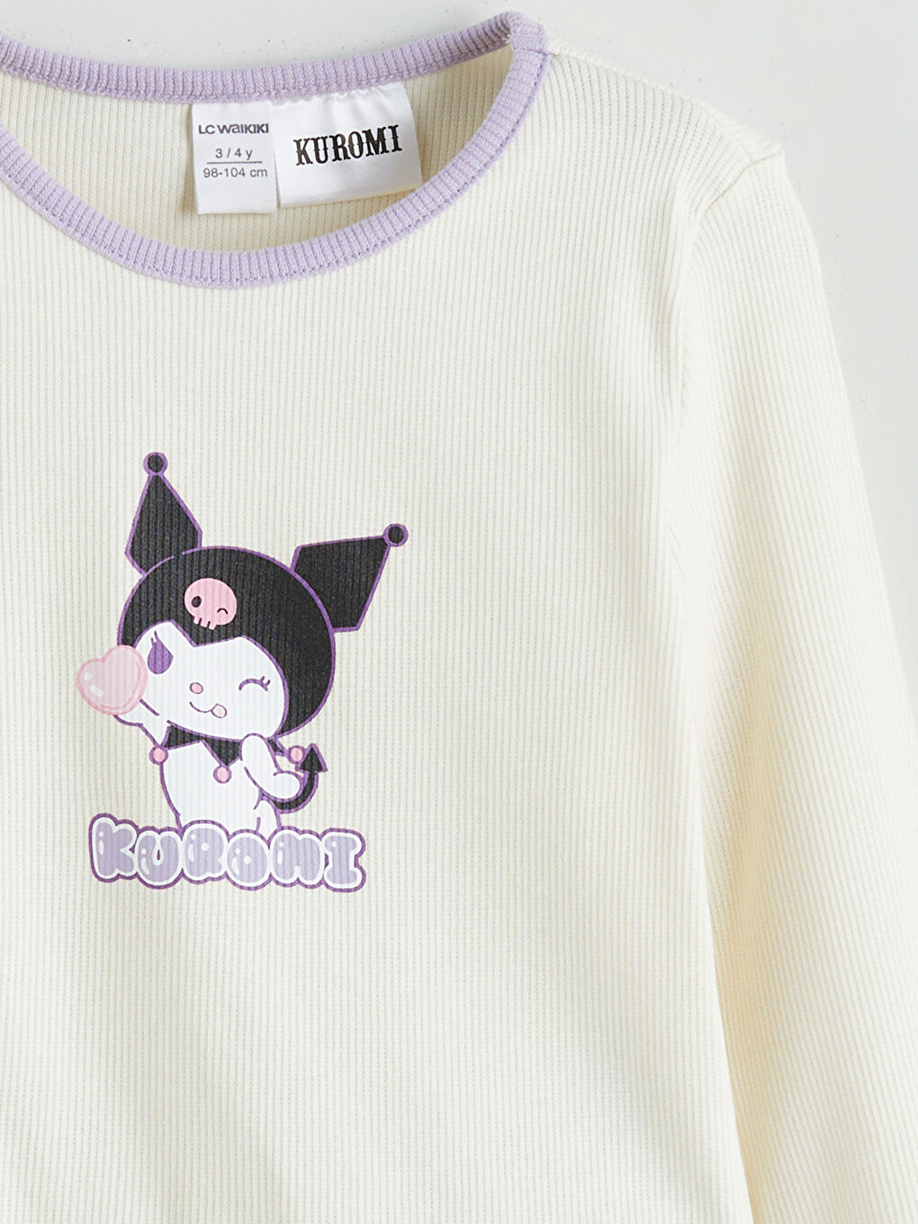 LCW Kids Crew Neck Kuromi Printed Girls' T-Shirt -W5I836Z1-FES