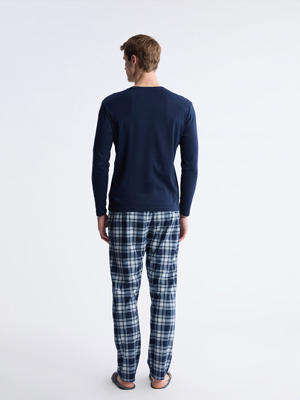 Lacivert Standart Kalıp Erkek Pijama Takımı-3