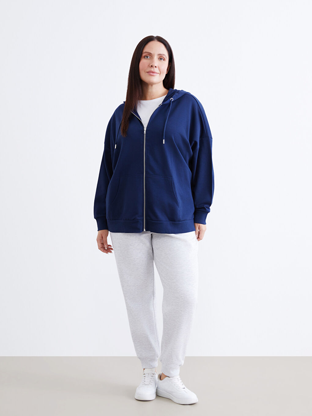 Gri Beli Lastikli Kadın Kalın Jogger Eşofman Altı-1