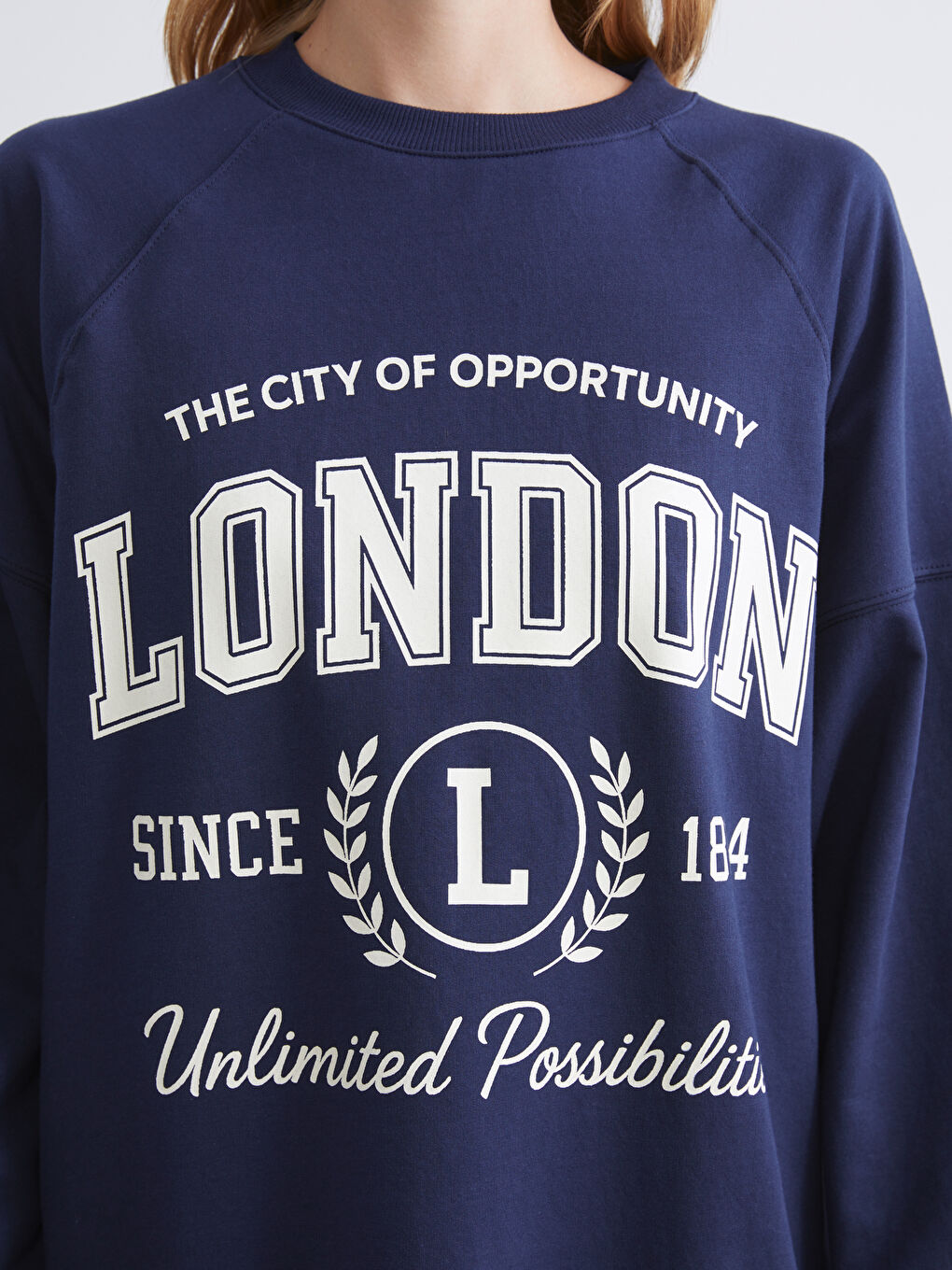 Lacivert London Baskılı Oversize Kadın Sweatshirt Tunik-3
