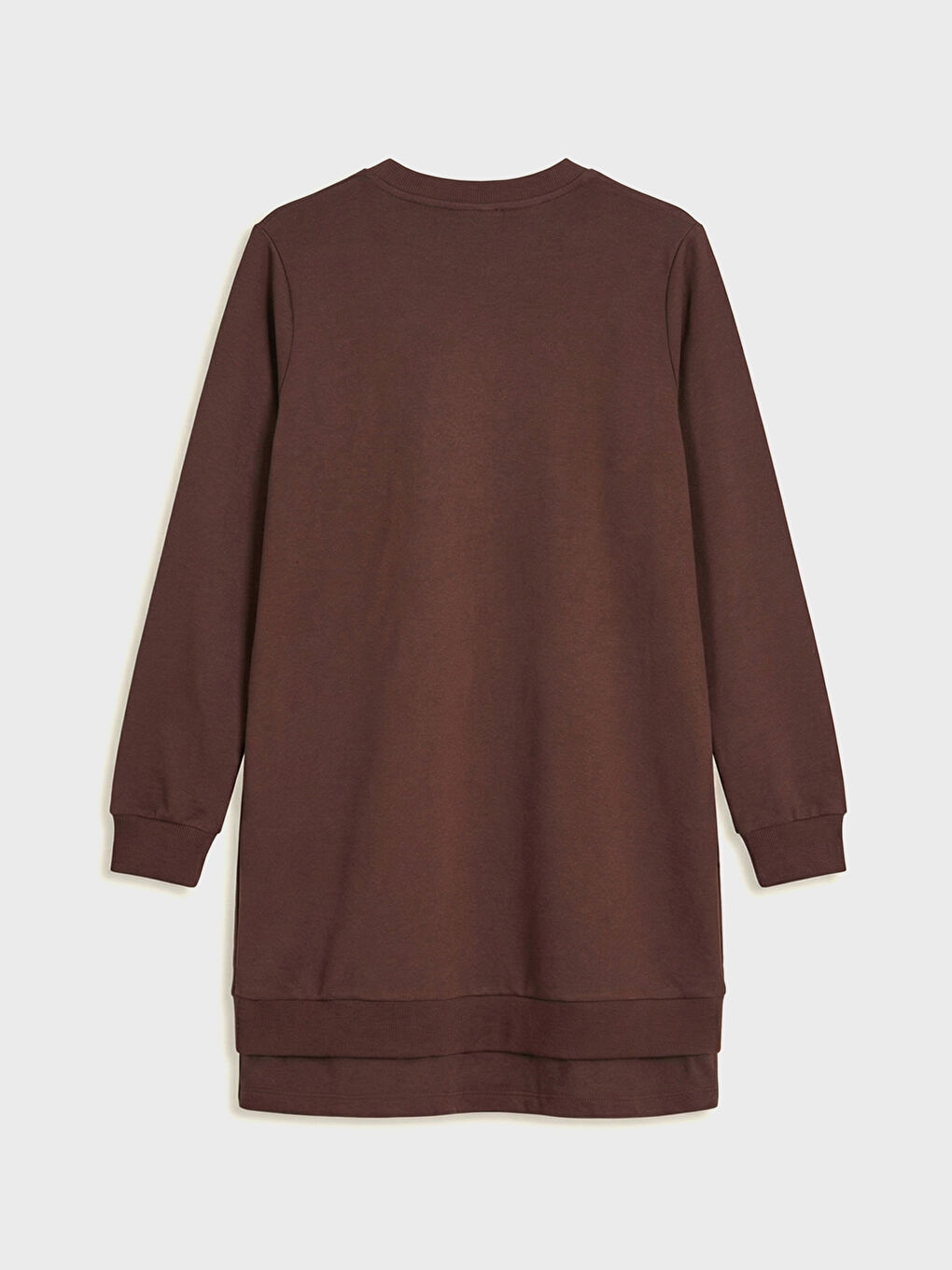 Kahverengi Bisiklet Yaka Baskılı Kadın Sweatshirt Tunik-8