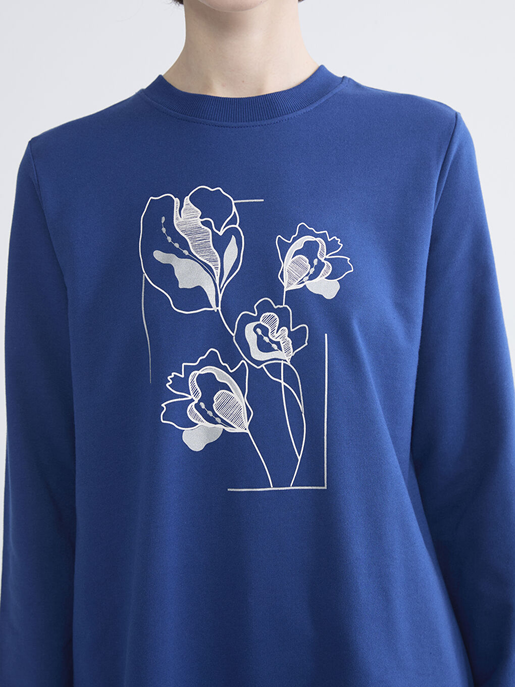 Crew Neck Floral Women's Sweatshirt Tunic-2