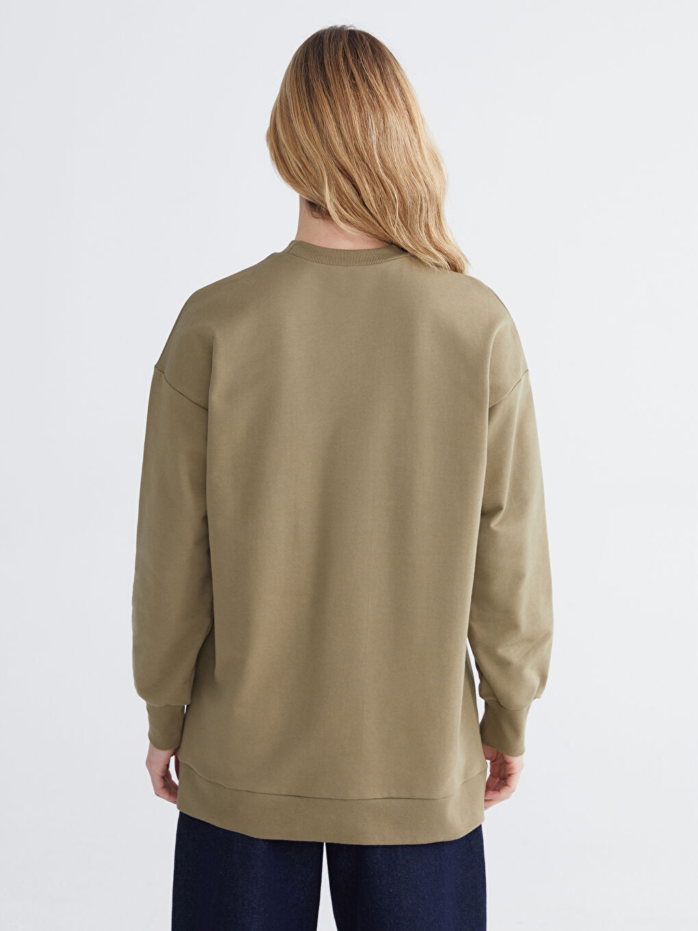 Haki Baskılı Oversize Kadın Sweatshirt Tunik-3