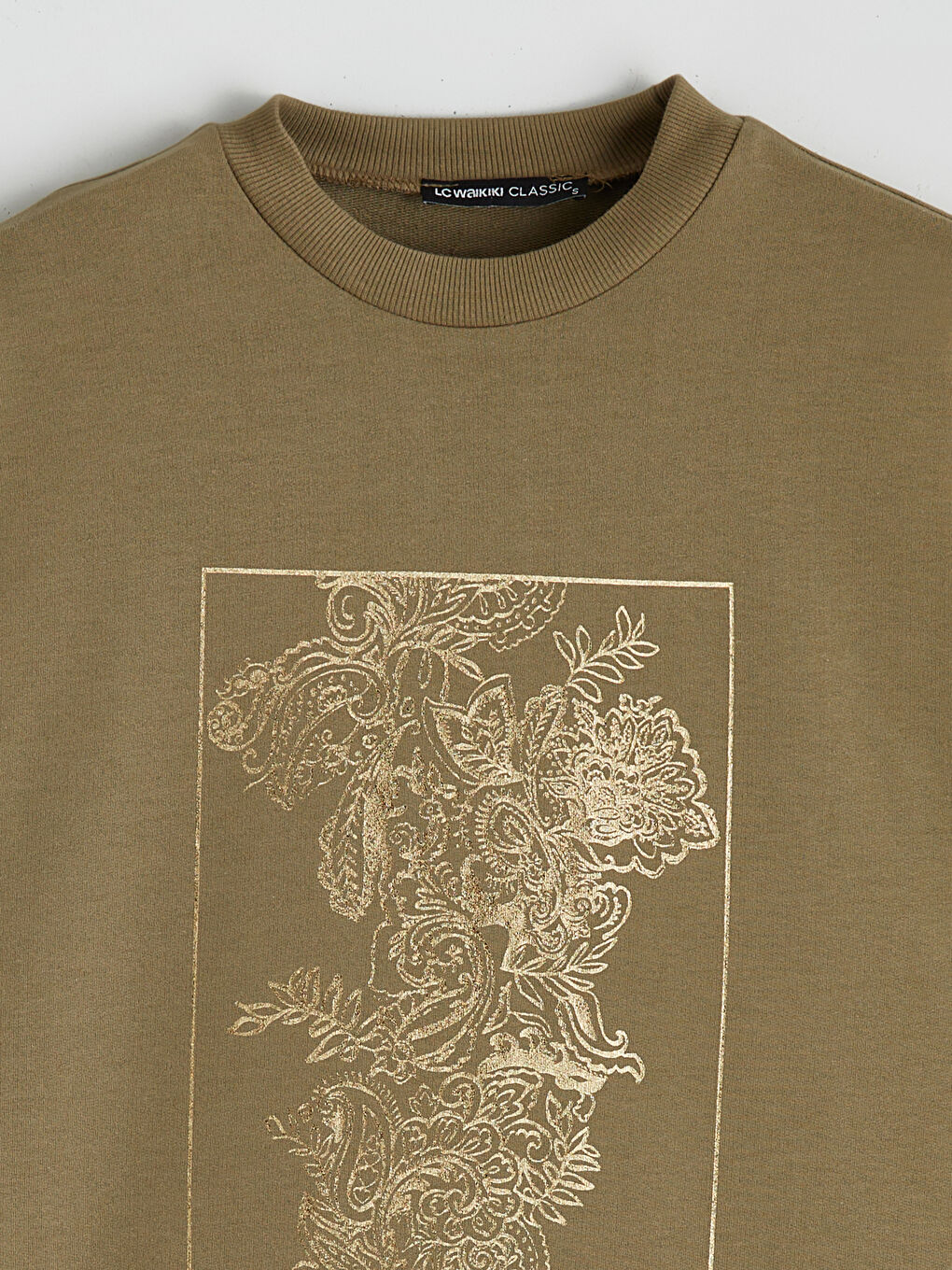 Haki Baskılı Oversize Kadın Sweatshirt Tunik-5