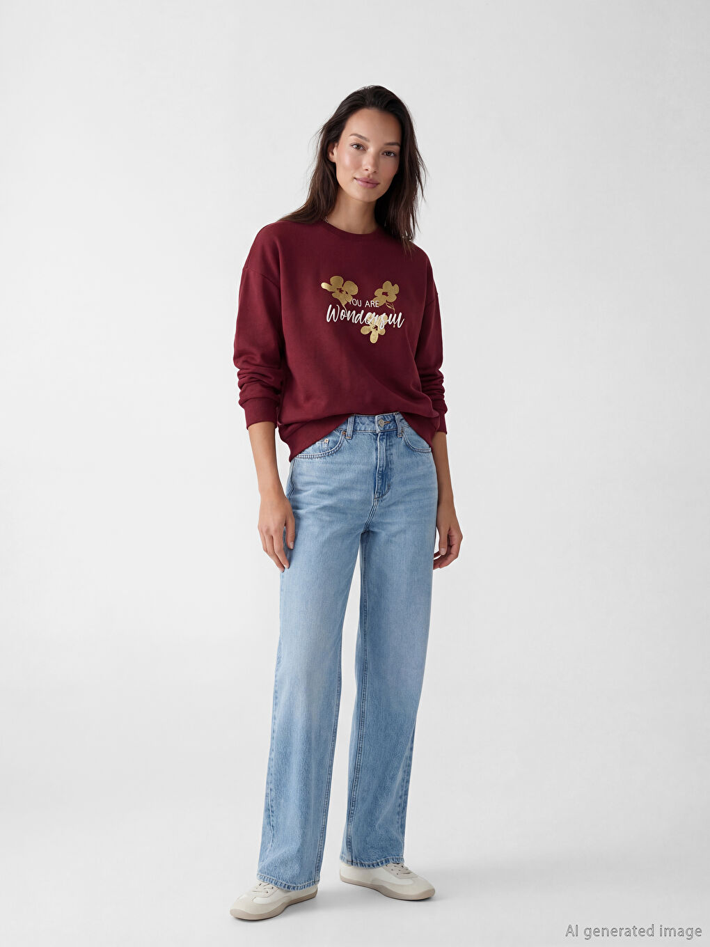 تونيك رياضي مطبوع واسع للنساء-1