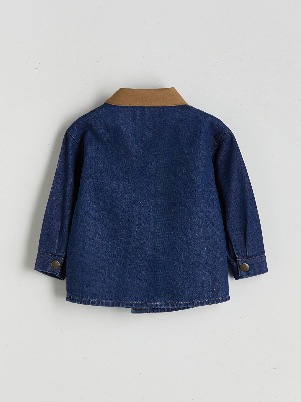 İndigo Kontrast Yakalı Erkek Bebek Jean Ceket-1