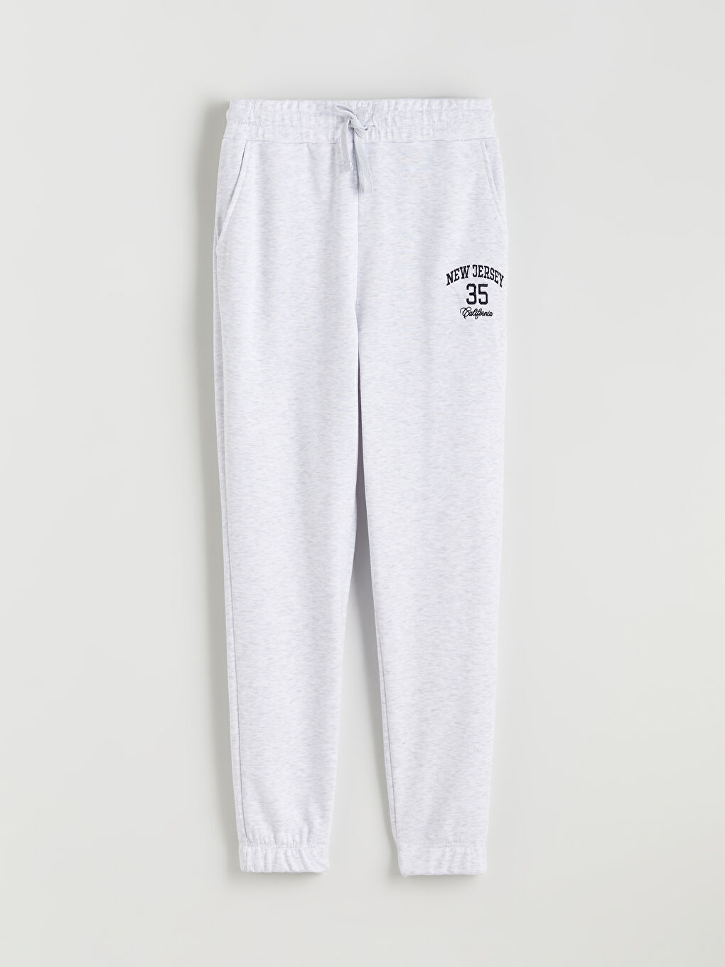 Gri Beli Lastikli Los Angeles Baskılı Kadın Jogger Eşofman Altı-4