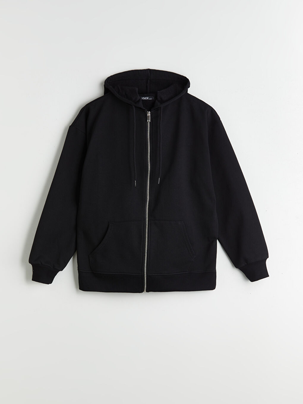 Siyah Kapüşonlu Oversize Kadın Kalın Fermuarlı Sweatshirt-8