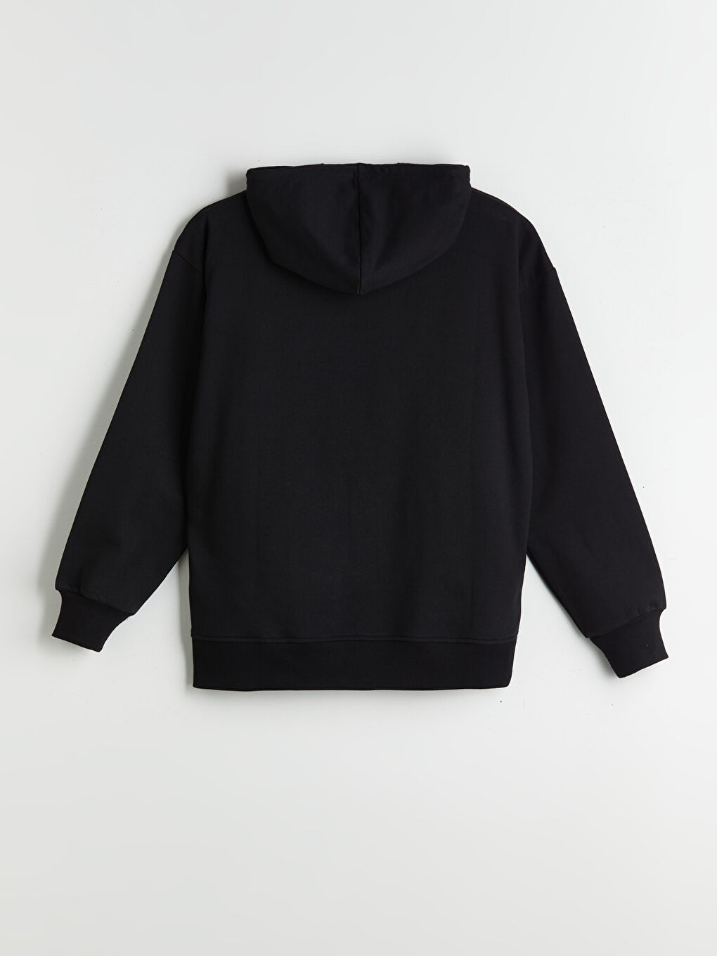 Siyah Kapüşonlu Oversize Kadın Kalın Fermuarlı Sweatshirt-9