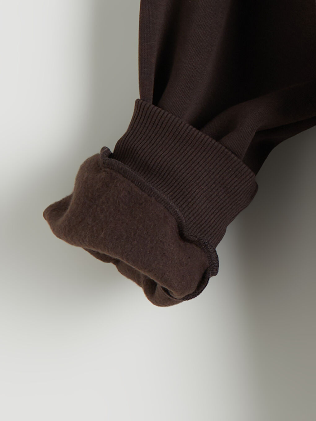 Kahverengi Kapüşonlu Oversize Kadın Kalın Fermuarlı Sweatshirt-5