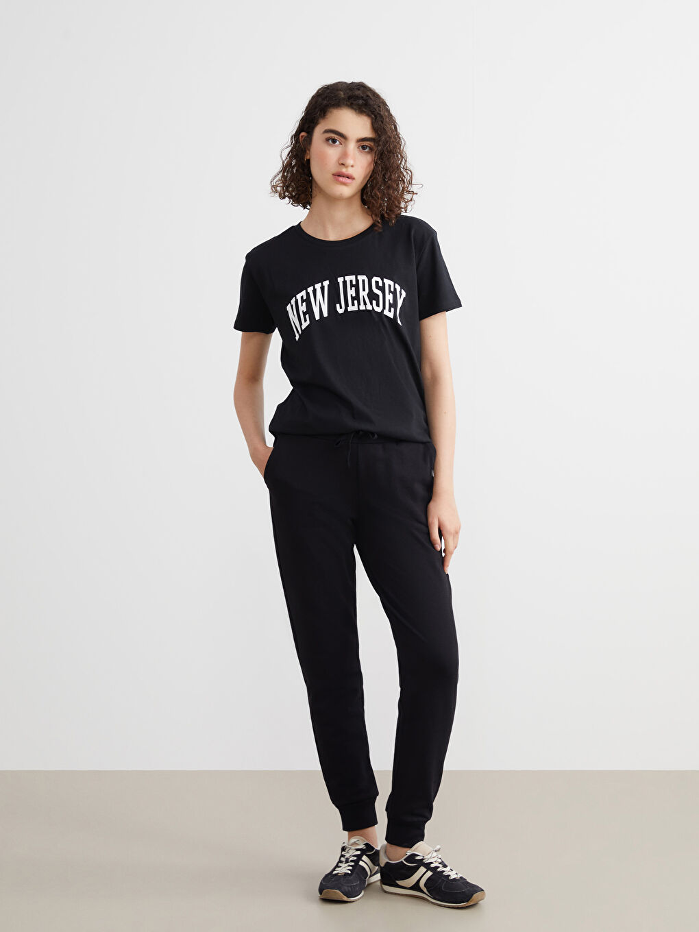 Siyah Beli Lastikli Kadın Jogger Eşofman Altı