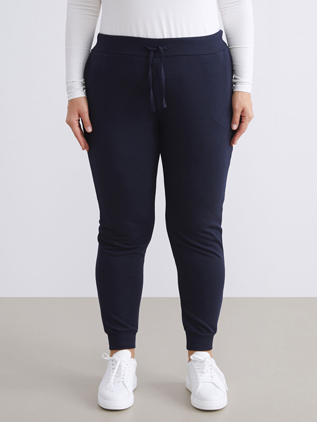 Lacivert Beli Lastikli Kadın Jogger Eşofman Altı-5