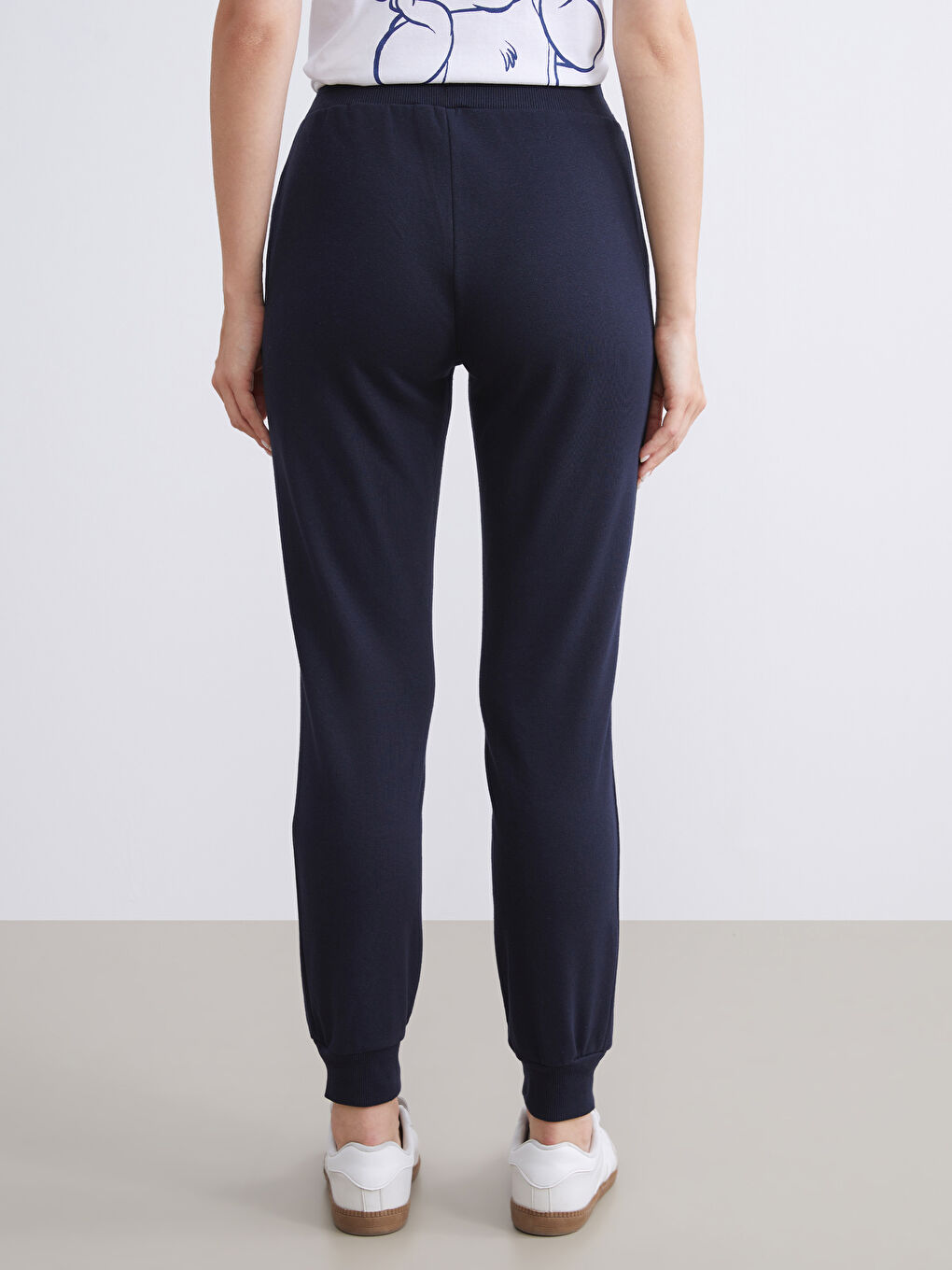 Lacivert Beli Lastikli Kadın Jogger Eşofman Altı-4