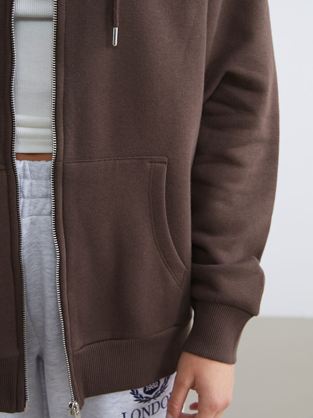 Толстовка на блискавці з капюшоном оверсайз для жінок товста-2