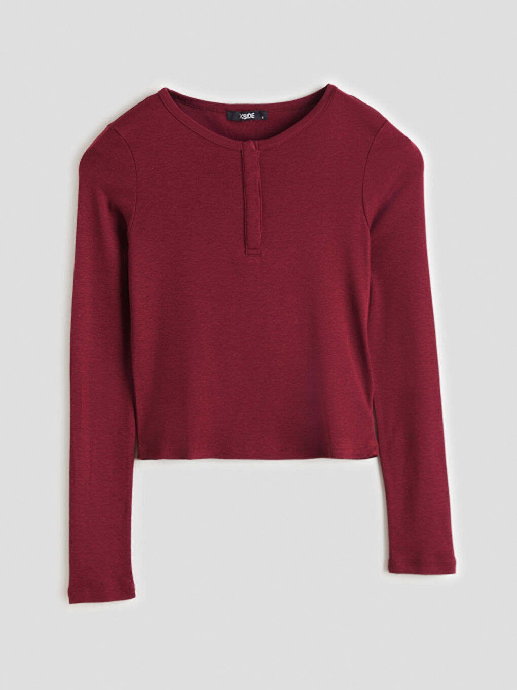 Bordo Bisiklet Yaka Modal Karışımlı Kadın Tişört-4