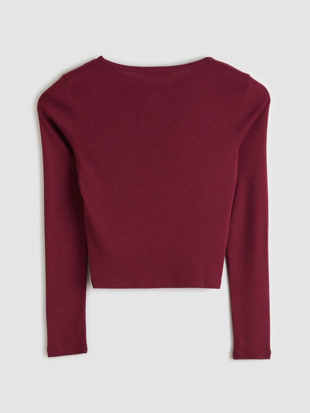 Bordo Bisiklet Yaka Modal Karışımlı Kadın Tişört-5