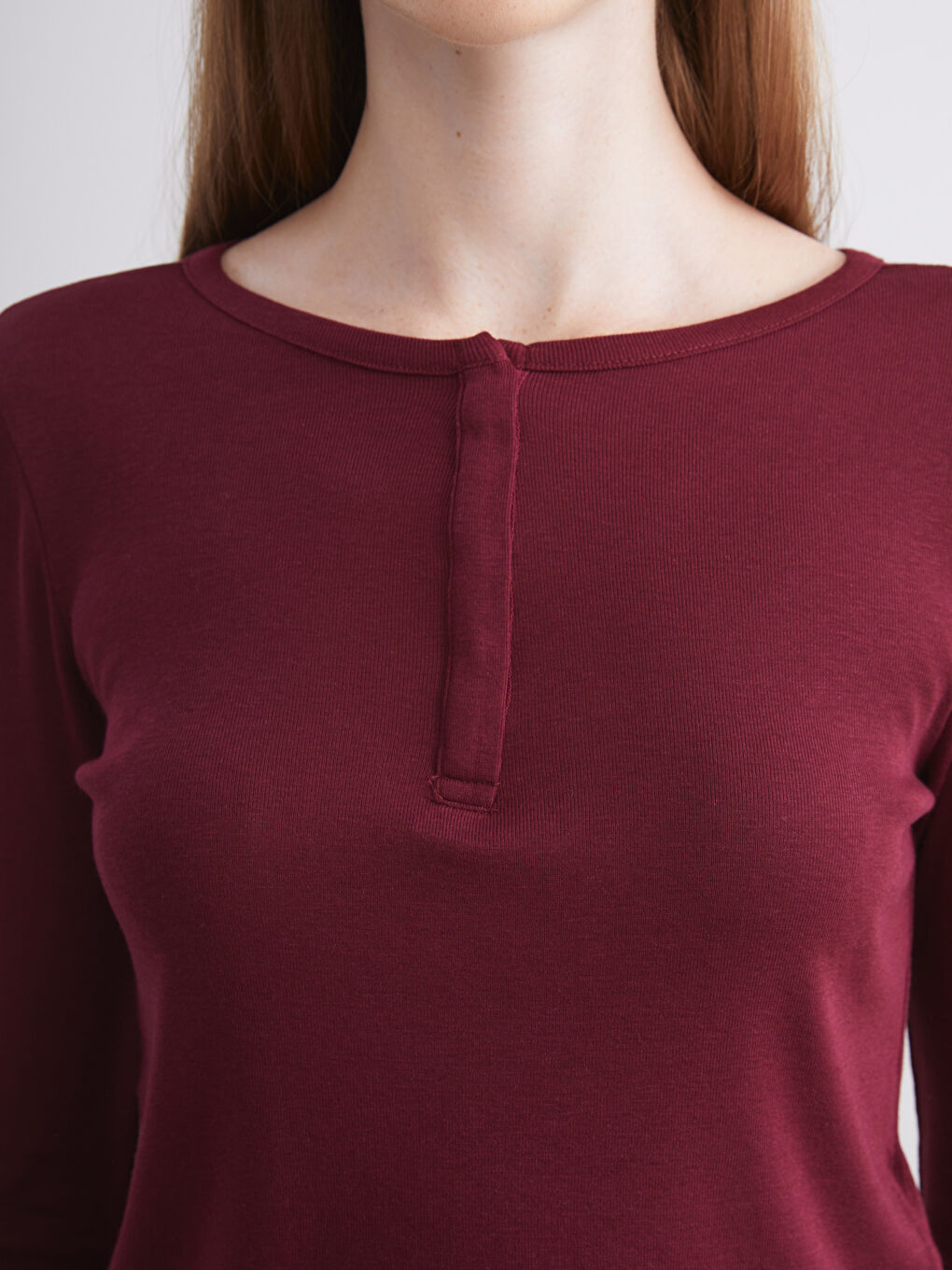 Bordo Bisiklet Yaka Kadın Body-2