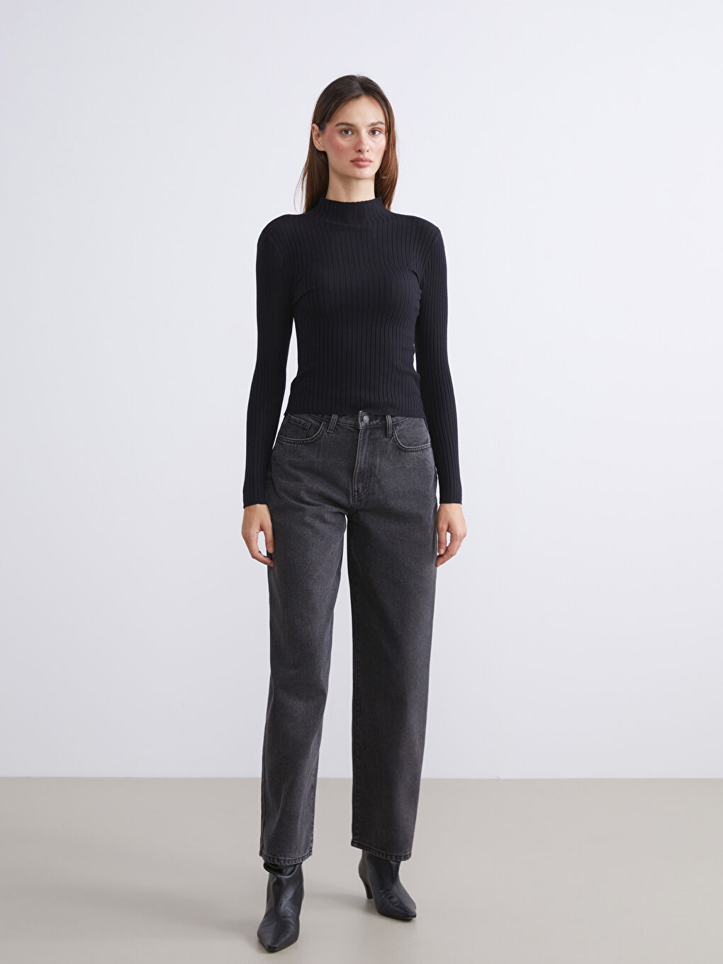 Half Turtleneck Striped Women's Knitwear Sweater-1