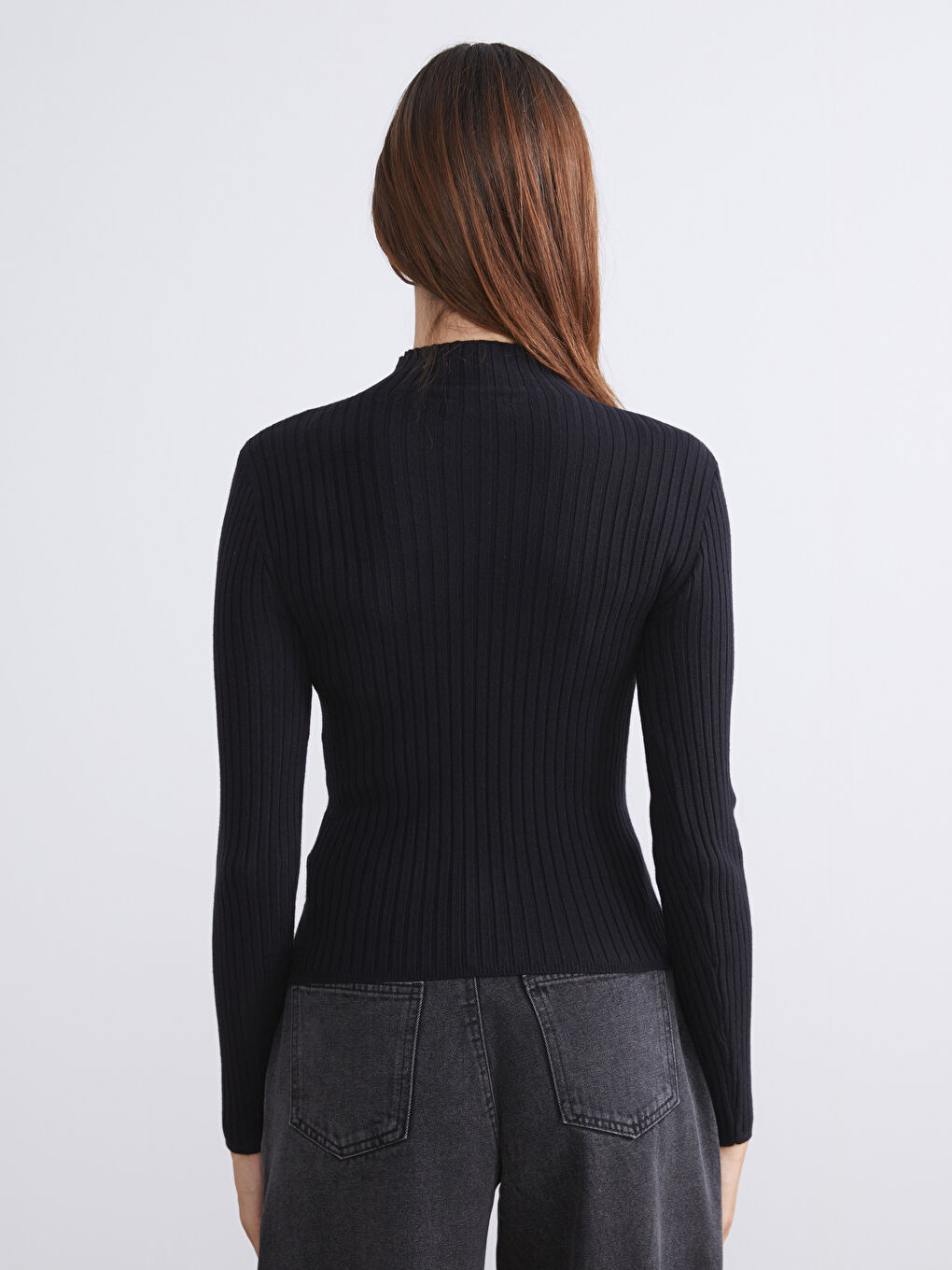 Half Turtleneck Striped Women's Knitwear Sweater-3