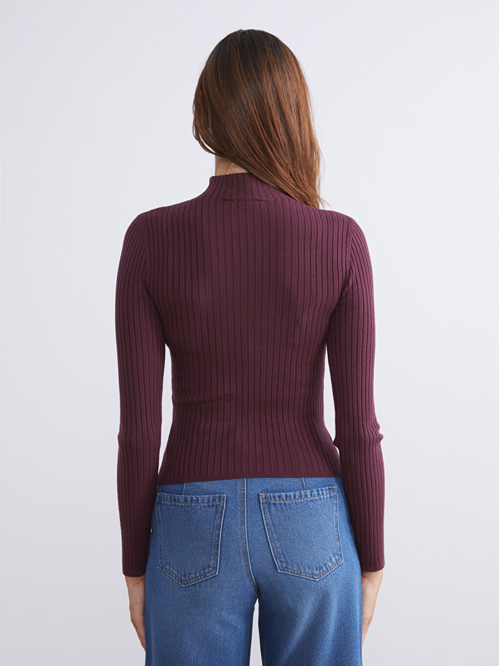Half Turtleneck Striped Women's Knitwear Sweater-3