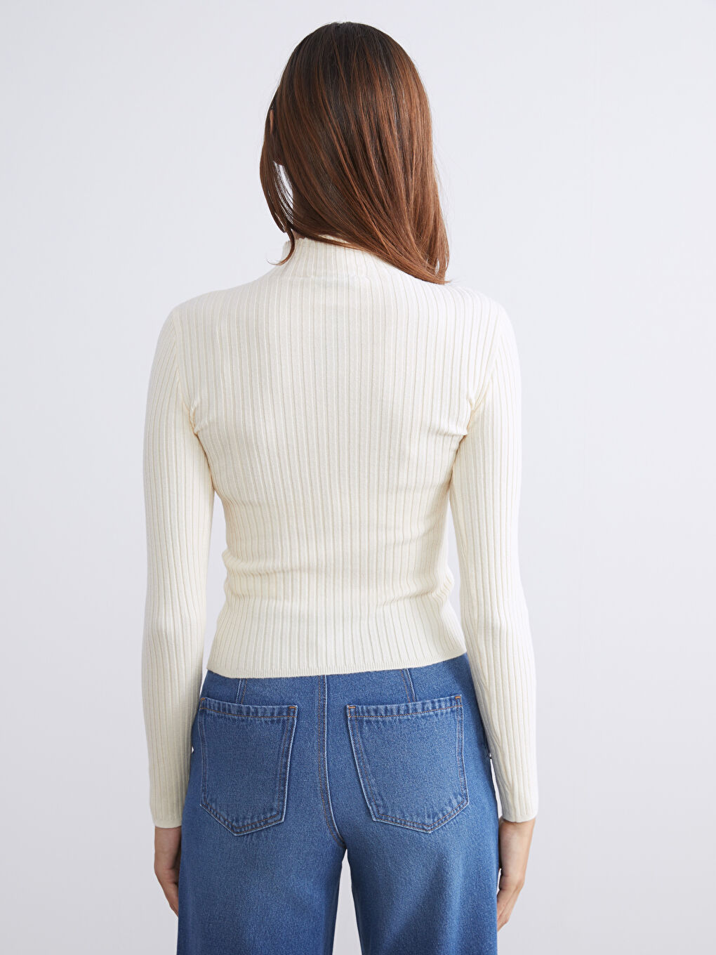 Half Turtleneck Striped Women's Knitwear Sweater-3