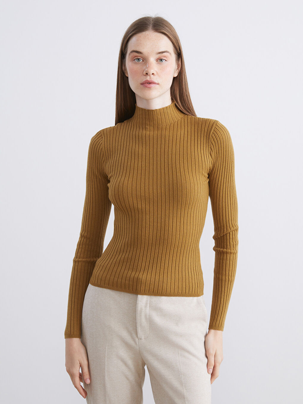Half Turtleneck Striped Women's Knitwear Sweater