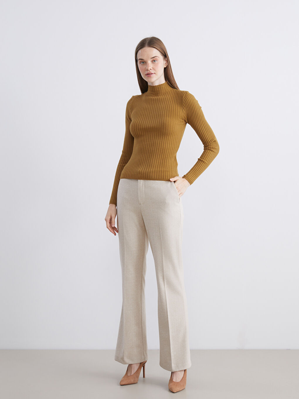 Half Turtleneck Striped Women's Knitwear Sweater-1