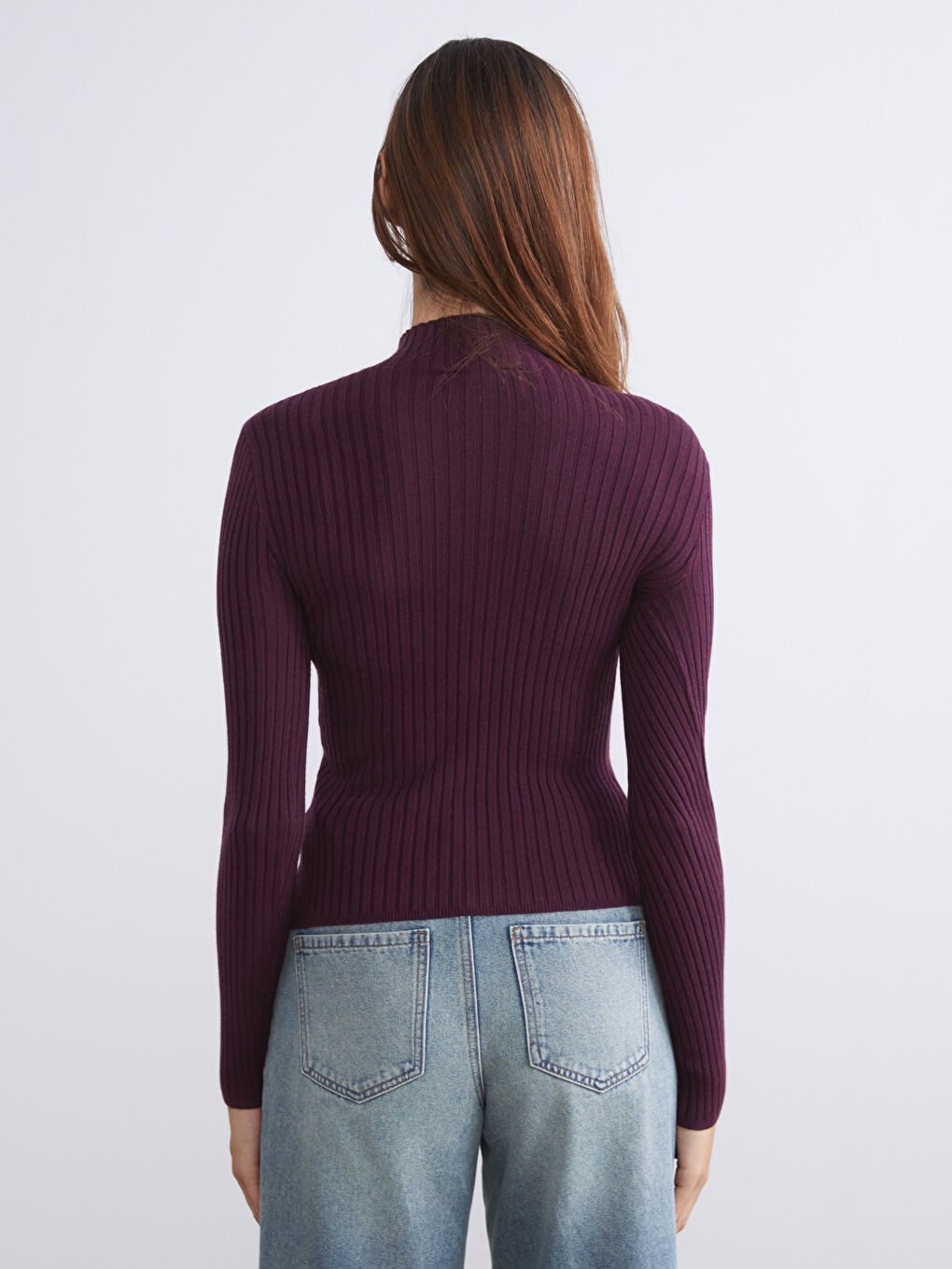 Half Turtleneck Striped Women's Knitwear Sweater-3